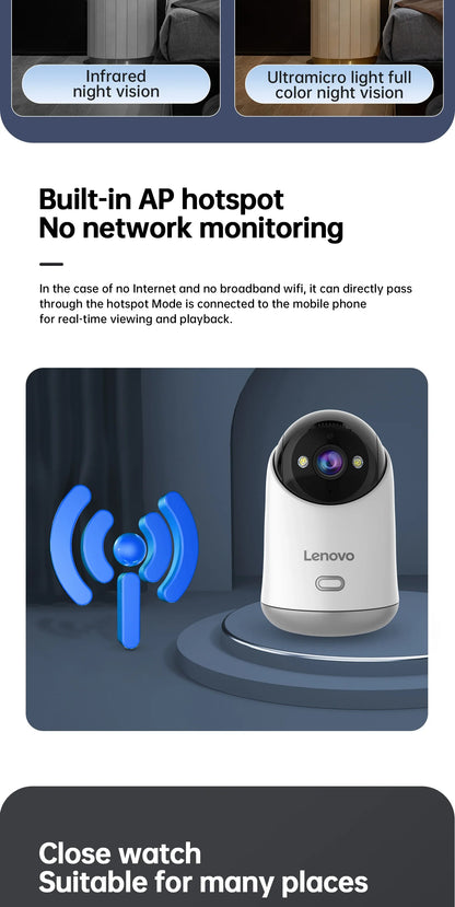 Lenovo 5MP WiFi Camera Smart Home Indoor Wireless