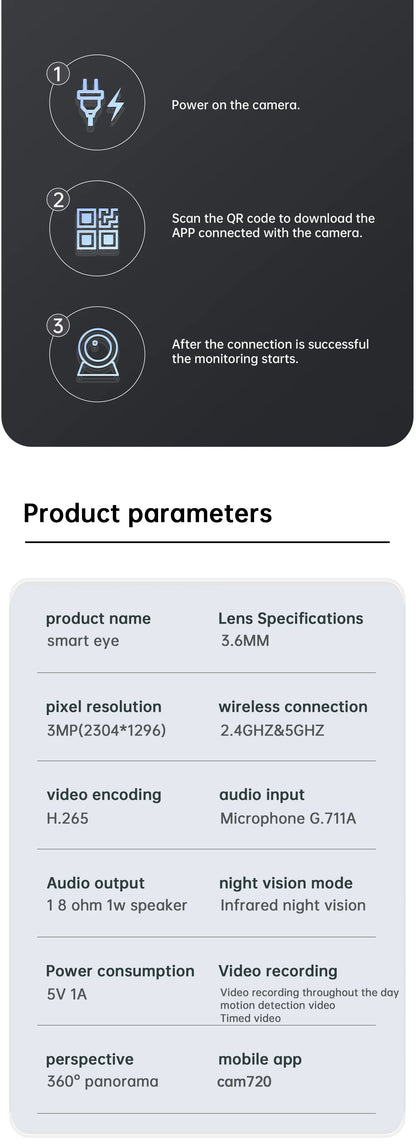 Lenovo 5MP WiFi Camera Smart Home Indoor Wireless
